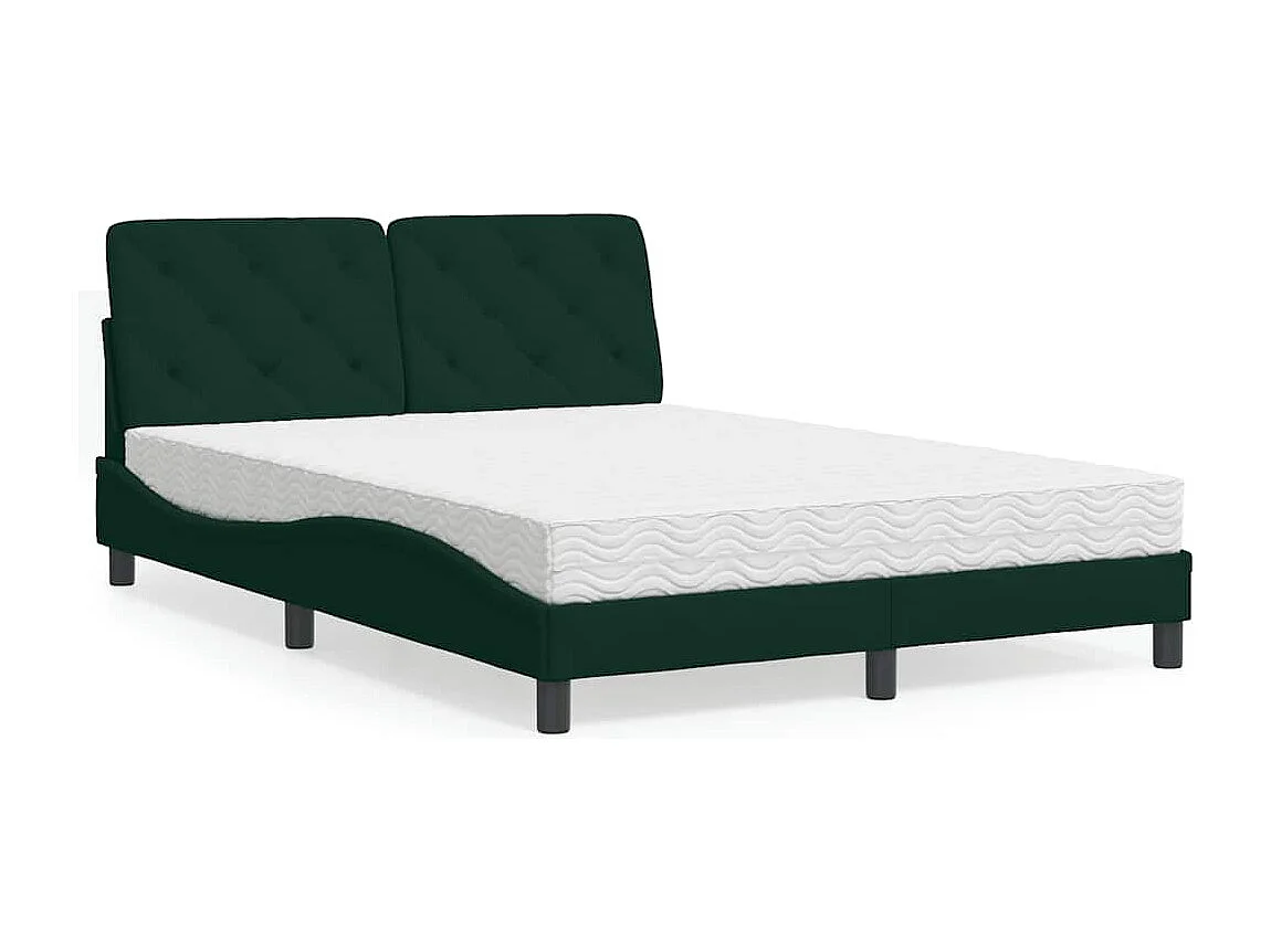 Bed met matras fluweel donkergroen 140x190 cm