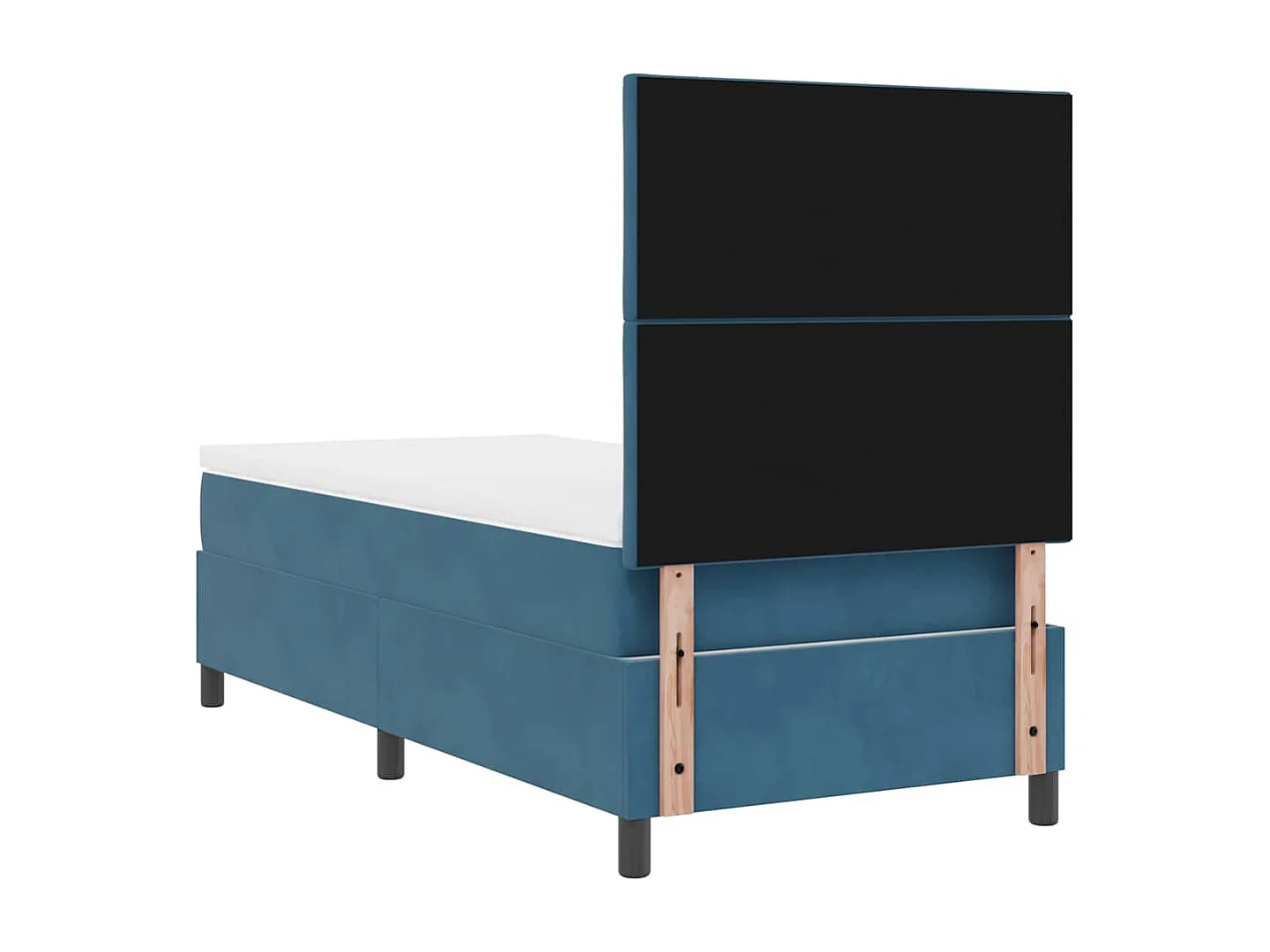 Lit à ressorts avec tête de lit Bleu foncé 90 x 190 cm Velours