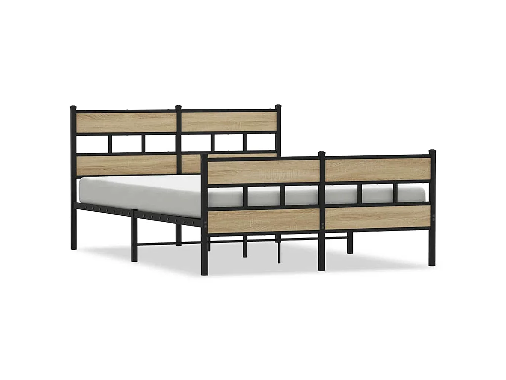 Estrutura de cama sem colchão 140x190 cm metal carvalho sonoma