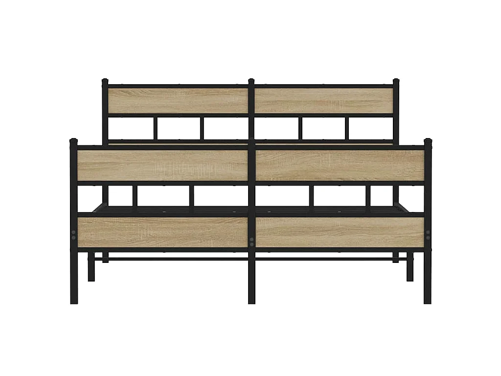 Estrutura de cama sem colchão 140x190 cm metal carvalho sonoma