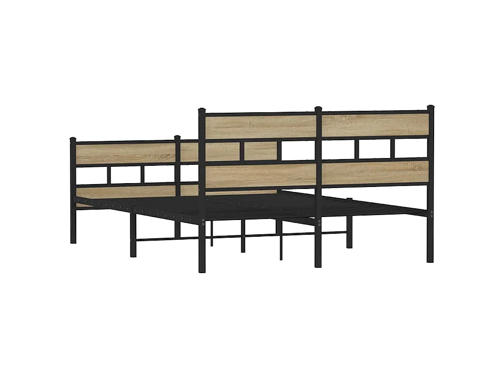 Estrutura de cama sem colchão 140x190 cm metal carvalho sonoma