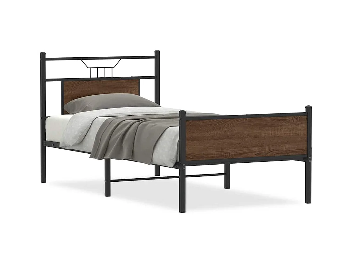 Cadre de lit sans matelas chêne marron 90x190cm bois ingénierie