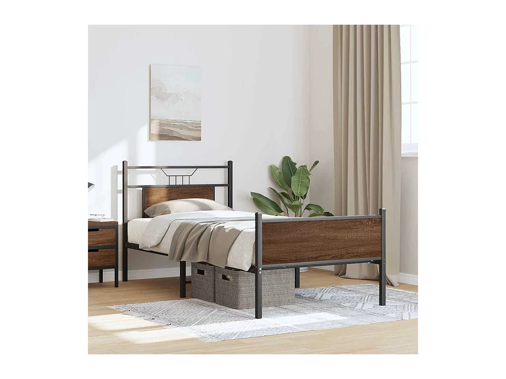 Cadre de lit sans matelas chêne marron 90x190cm bois ingénierie