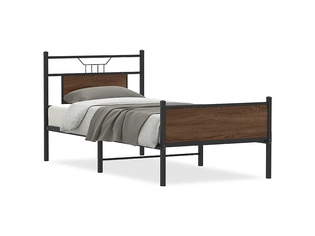 Cadre de lit sans matelas chêne marron 90x190cm bois ingénierie