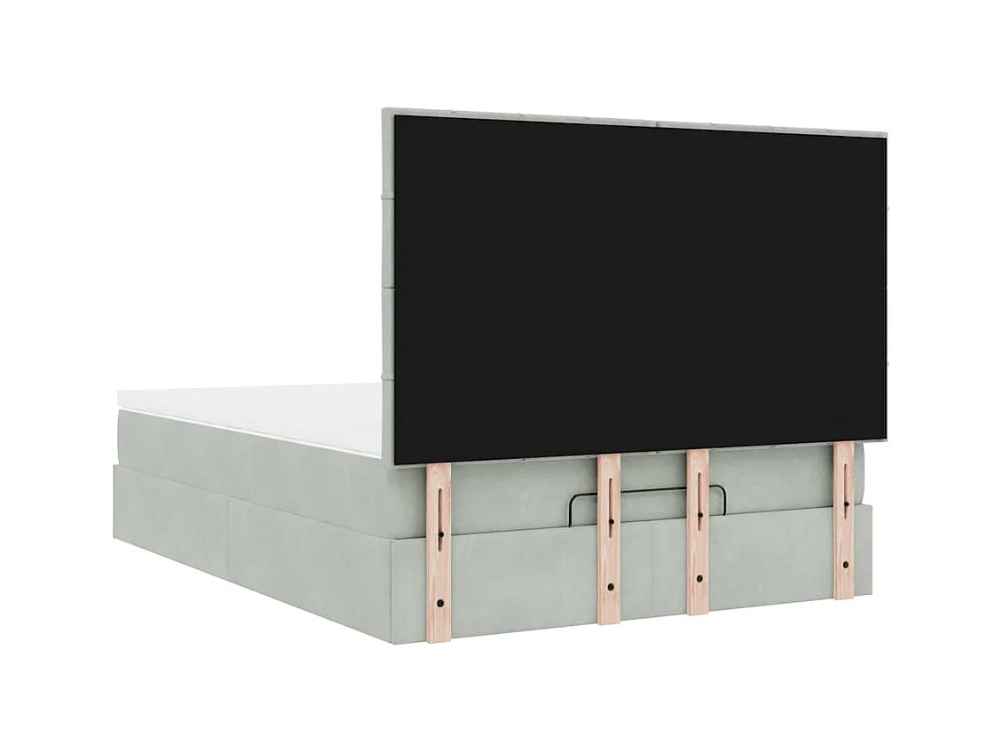 Cadre de lit ottoman et matelas gris clair 140x190 velours