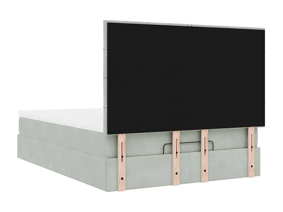 Ottoman-Bett mit Matratzen & LEDs Hellgrau 140x190 cm Samt