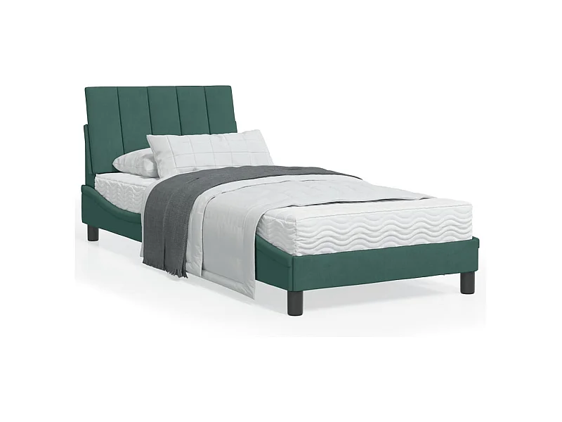 Bett mit Matratze "Hanko" Dunkelgrün 90x200 cm Samt