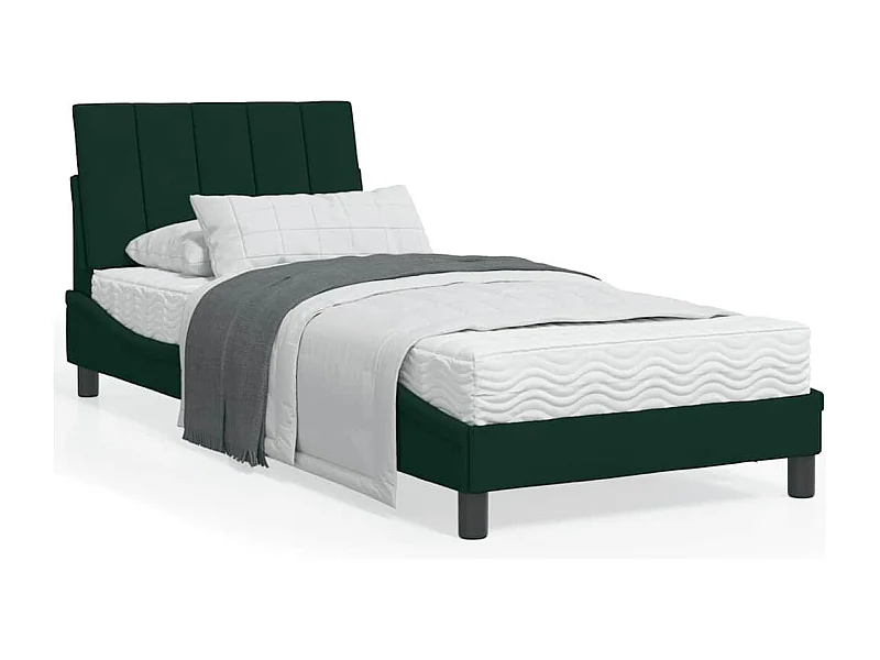 Lit avec matelas Hanko vert foncé 90x200 cm velours
