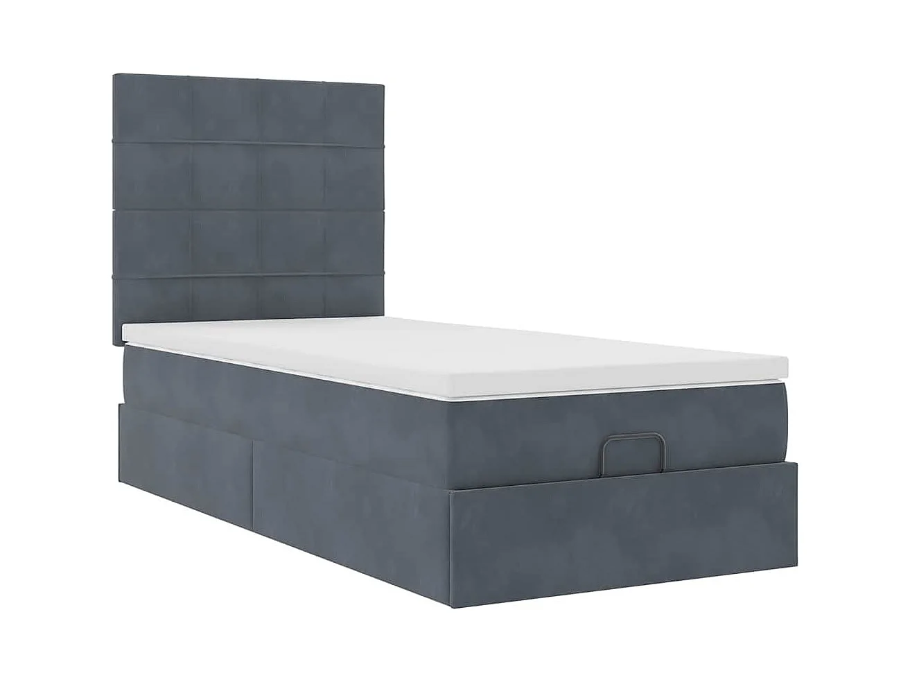 Estructura cama otomana colchones terciopelo gris oscuro