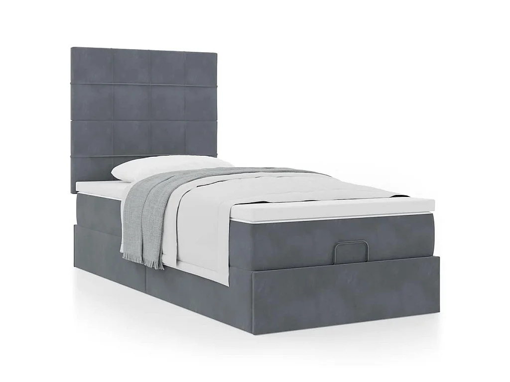 Ottoman bed met matrassen 90x200cm fluweel donkergrijs