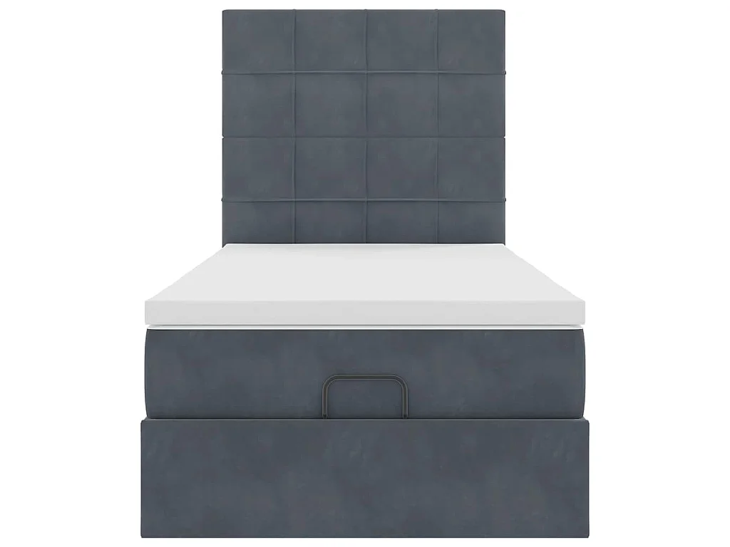 Ottoman bed met matrassen 90x200cm fluweel donkergrijs