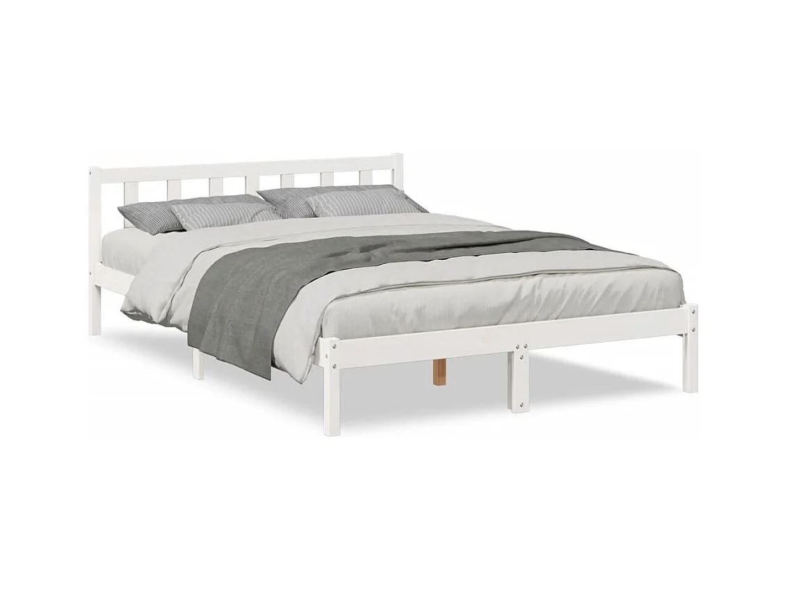 Cadre de lit extra long sans matelas 140x210 cm bois massif pin