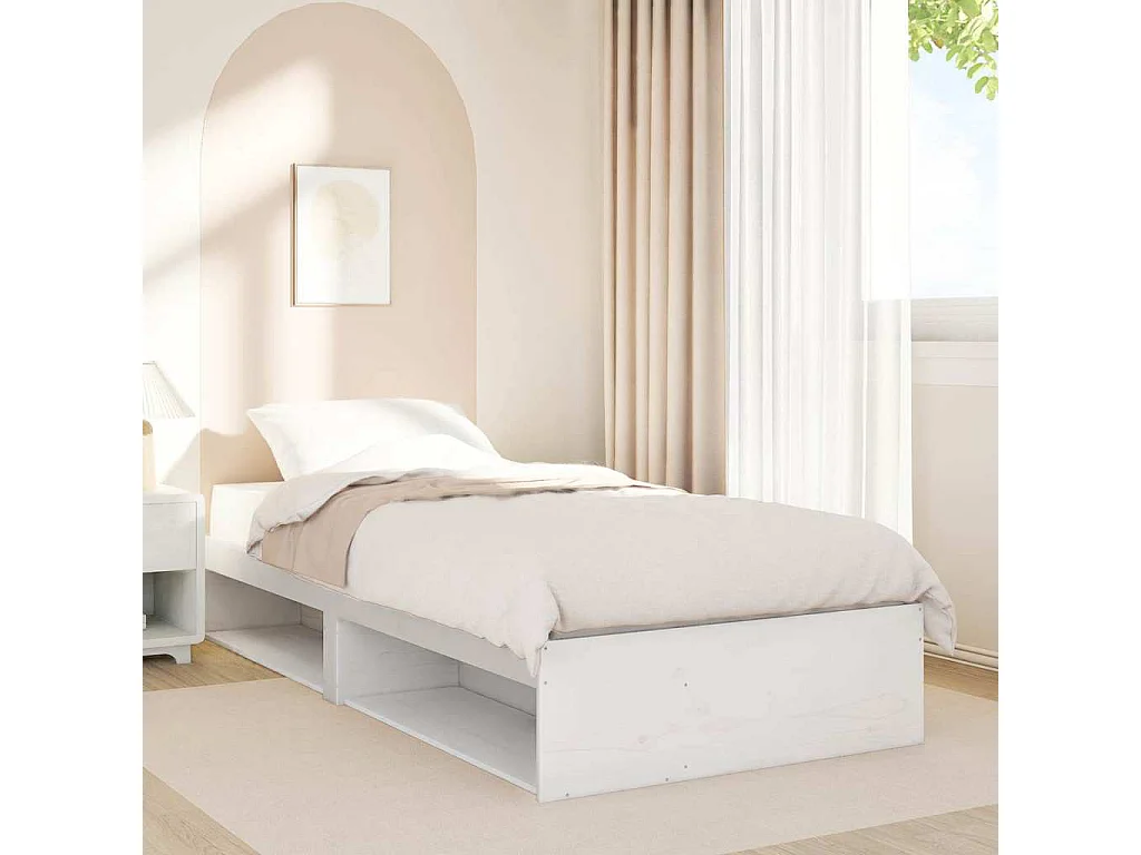 Lit de jour sans matelas blanc 90x190 cm bois de pin massif