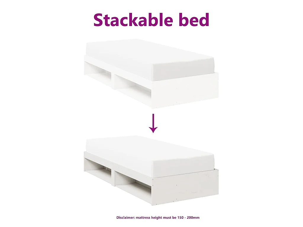 Lit de jour sans matelas blanc 90x190 cm bois de pin massif