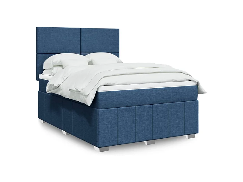 Boxspringbett mit Matratze Blau 160x200 cm Stoff