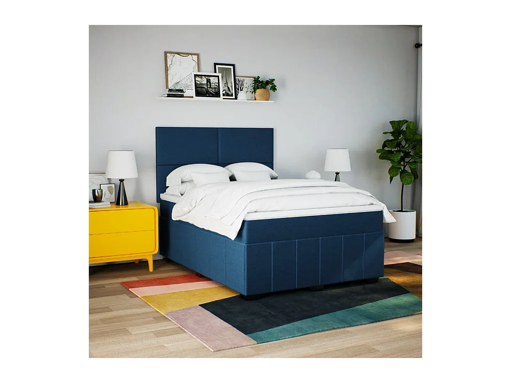 Boxspring met matras stof blauw 160x200 cm