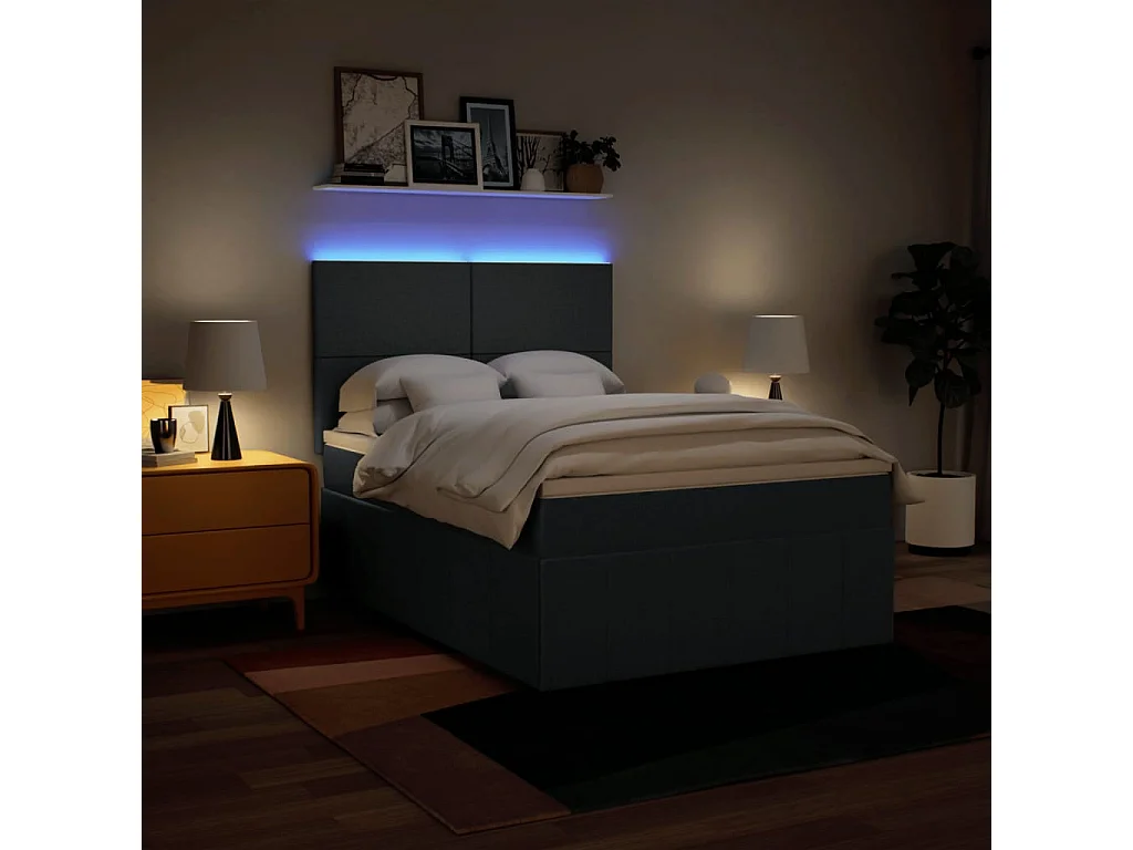 Boxspringbett mit Matratze Blau 160x200 cm Stoff