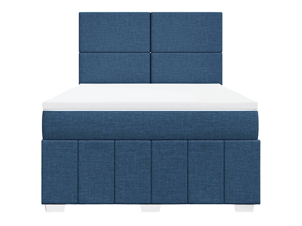 Cama com molas/colchão 160x200 cm tecido azul