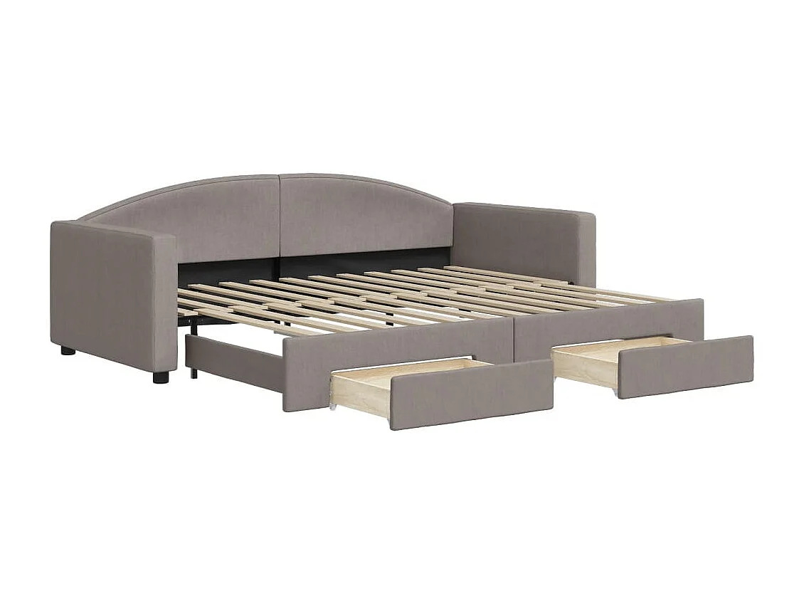 Tagesbett Ausziehbar mit Schubladen Taupe 90x200 cm Stoff