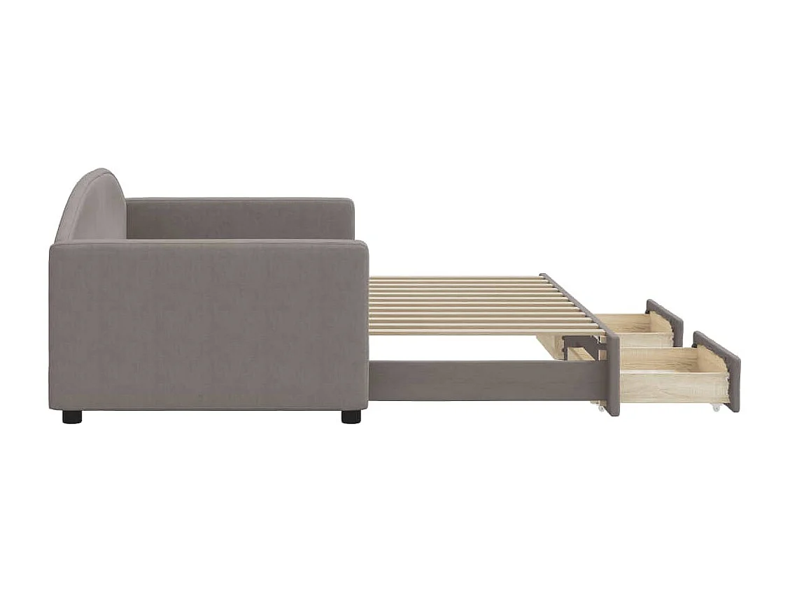 Tagesbett Ausziehbar mit Schubladen Taupe 90x200 cm Stoff