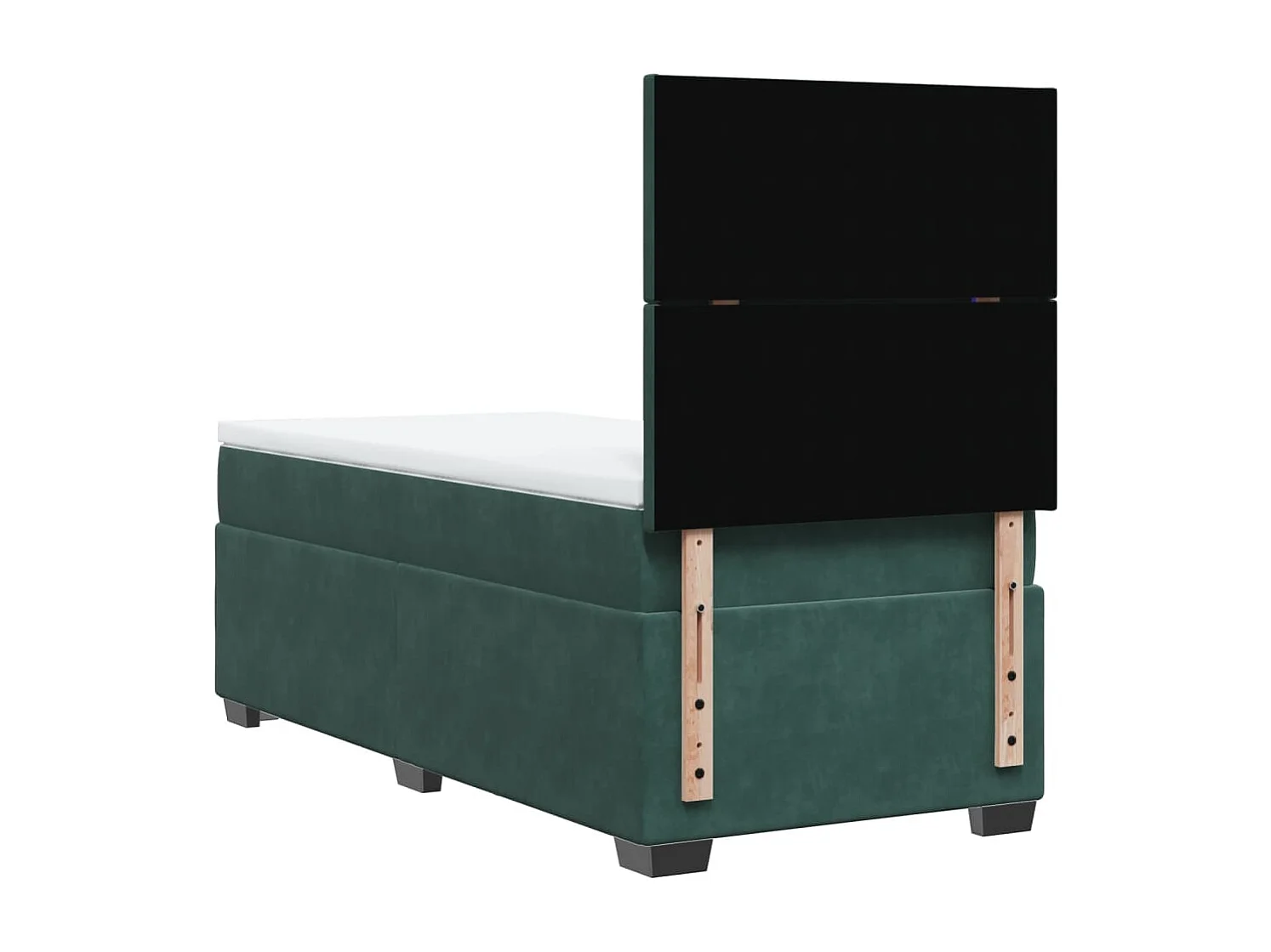 Cama box spring con colchón terciopelo verde oscuro 90x190 cm