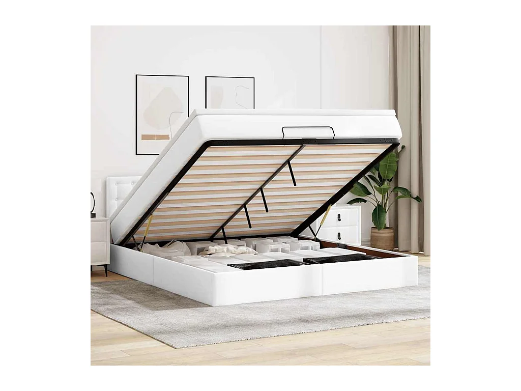 Lit ottoman avec matelas & LED blanc pur 180x200cm similicuir