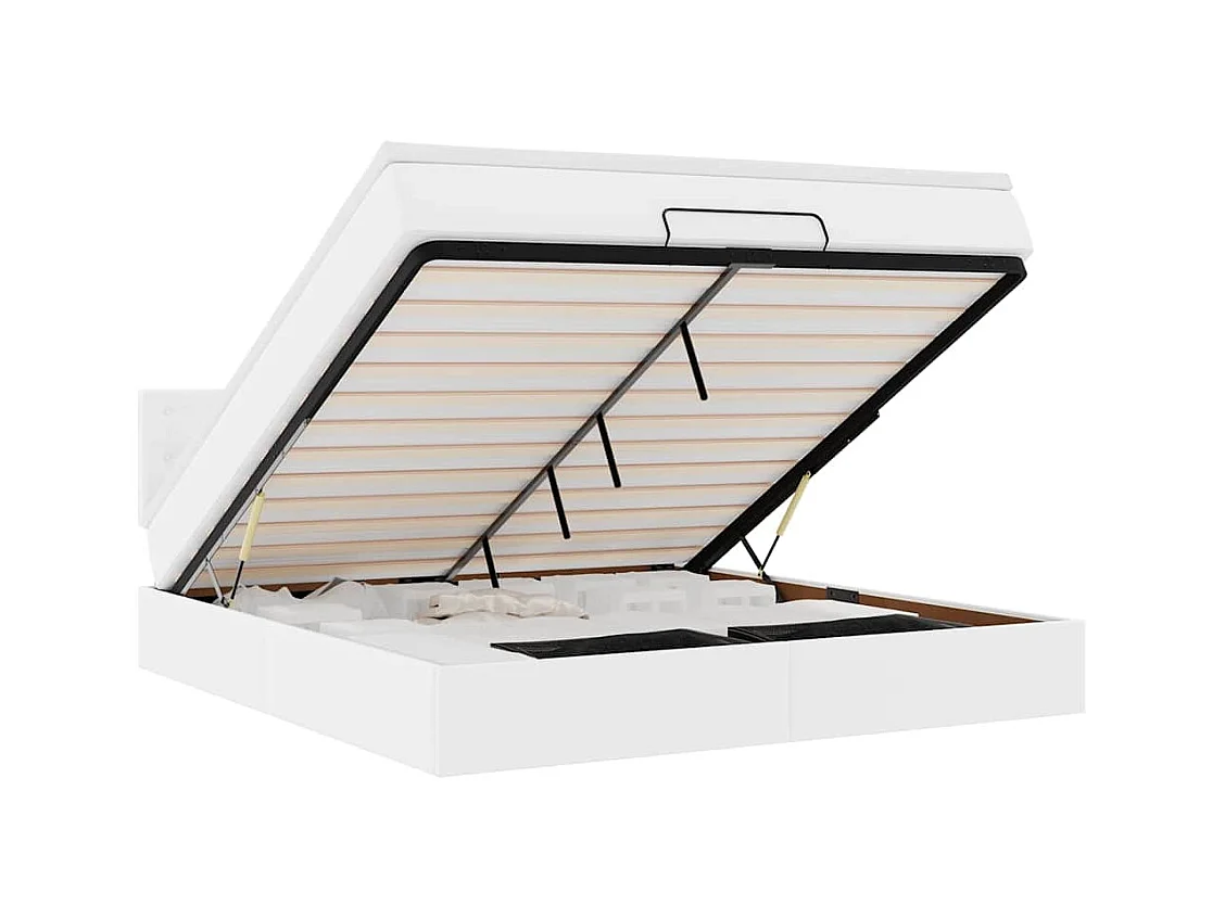 Lit ottoman avec matelas & LED blanc pur 180x200cm similicuir