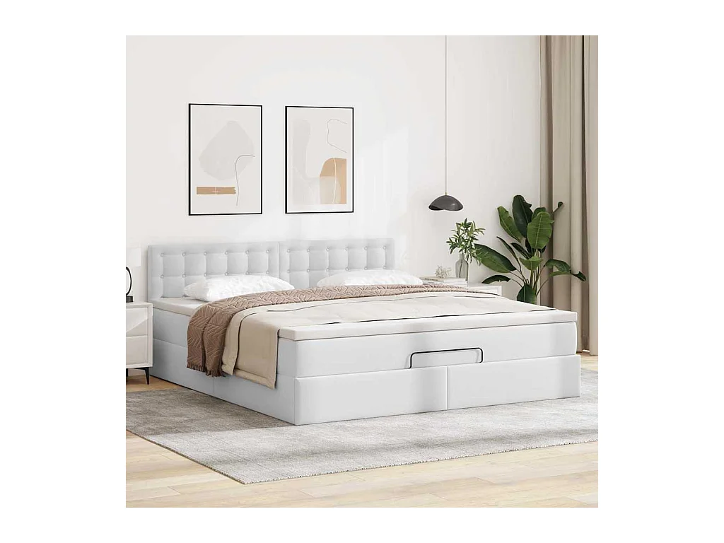 Lit ottoman avec matelas & LED blanc pur 180x200cm similicuir