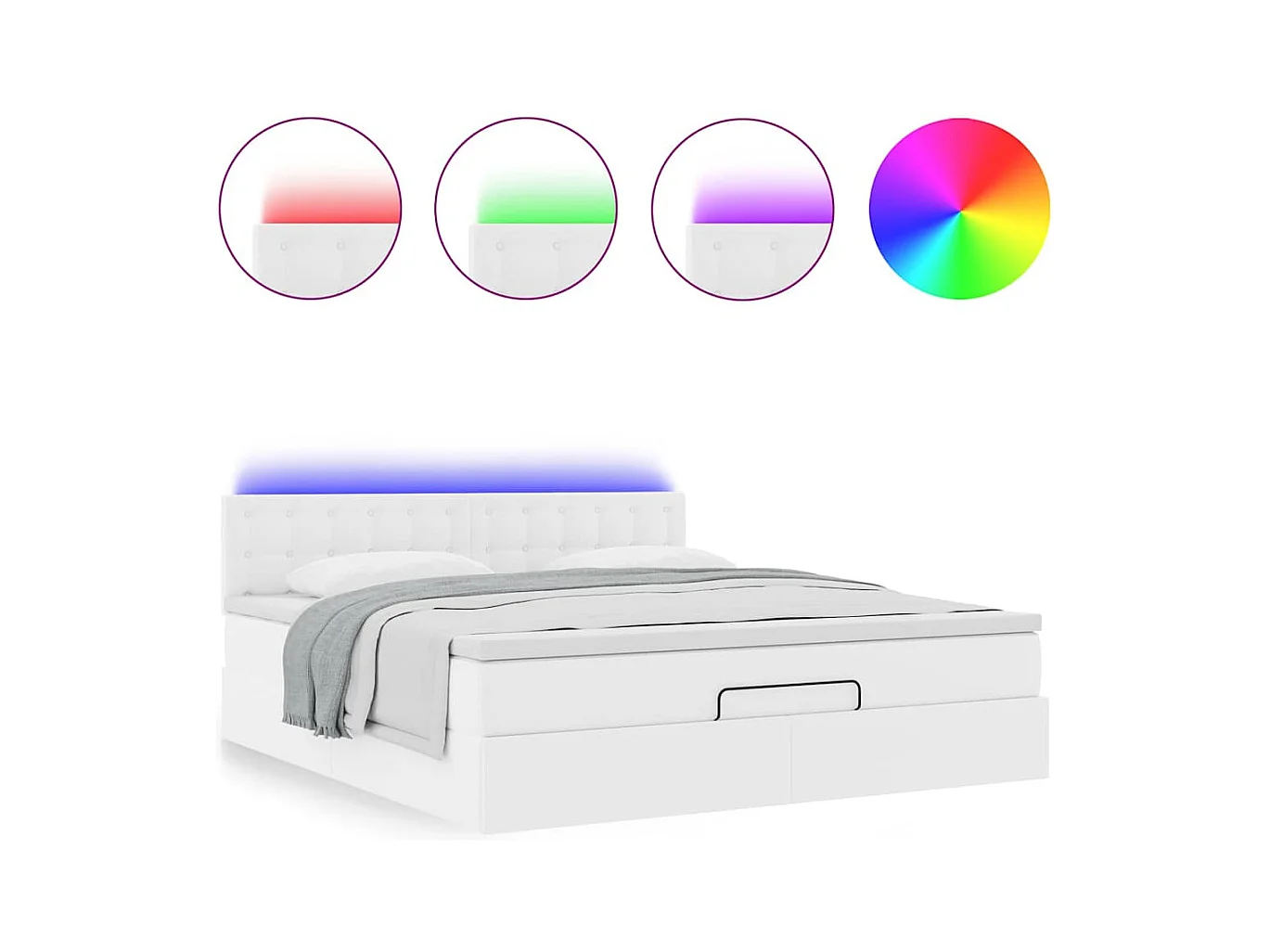 Lit ottoman avec matelas & LED blanc pur 180x200cm similicuir