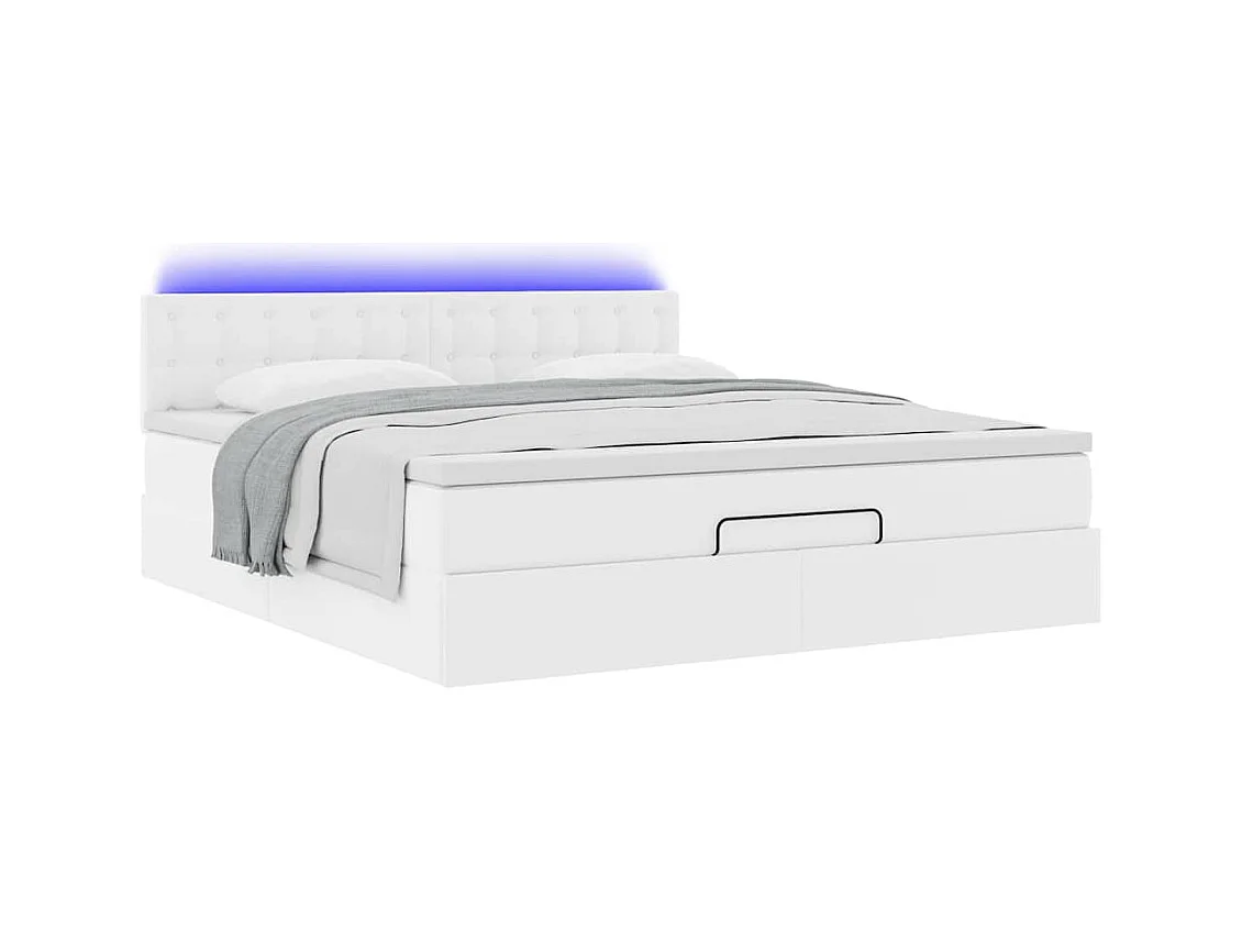Lit ottoman avec matelas & LED blanc pur 180x200cm similicuir