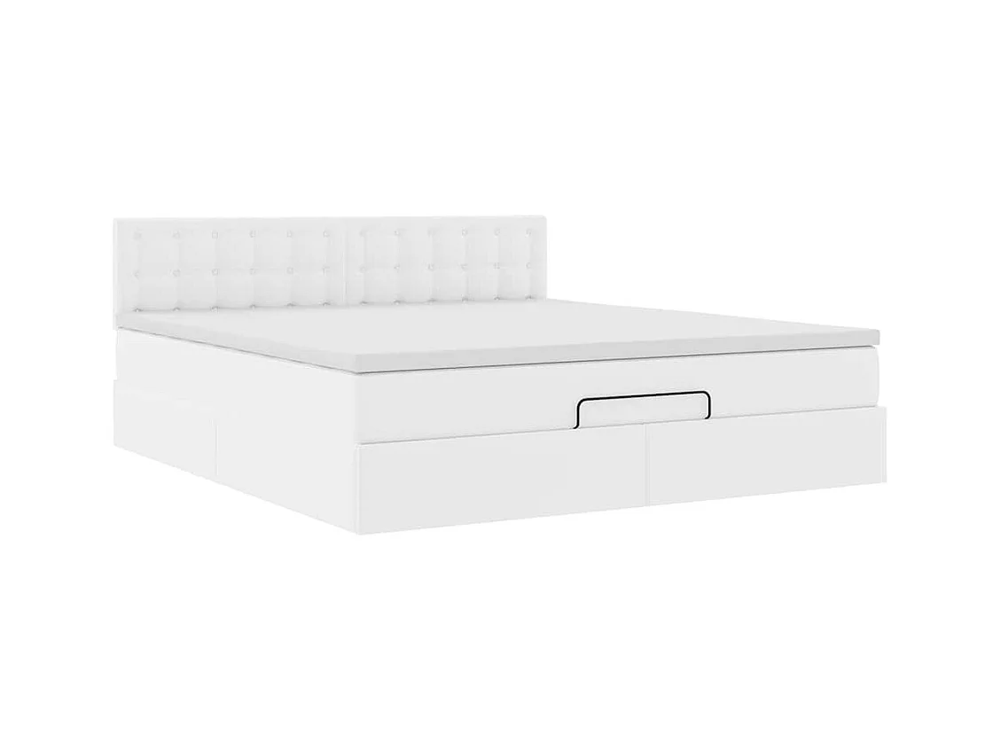 Lit ottoman avec matelas & LED blanc pur 180x200cm similicuir