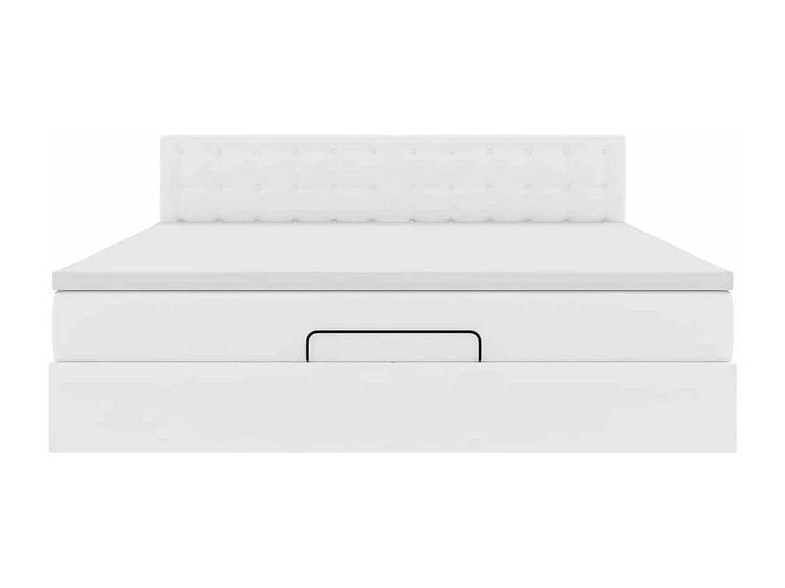 Ottoman-Bett mit Matratzen & LEDs Reinweiß 180x200cm Kunstleder