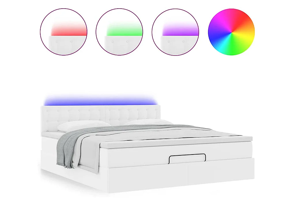Lit ottoman avec matelas & LED blanc pur 180x200cm similicuir