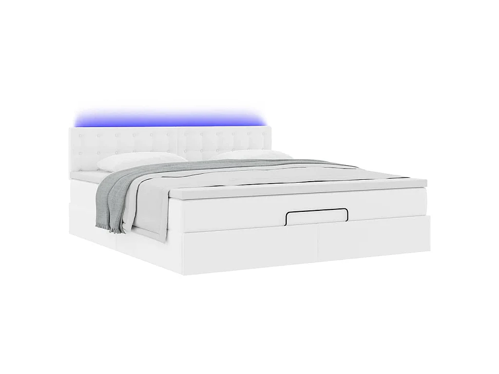 Lit ottoman avec matelas & LED blanc pur 180x200cm similicuir