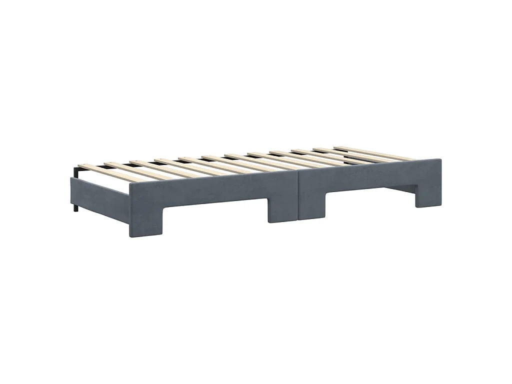 Sofá cama nido con cajones terciopelo gris oscuro 90x200 cm