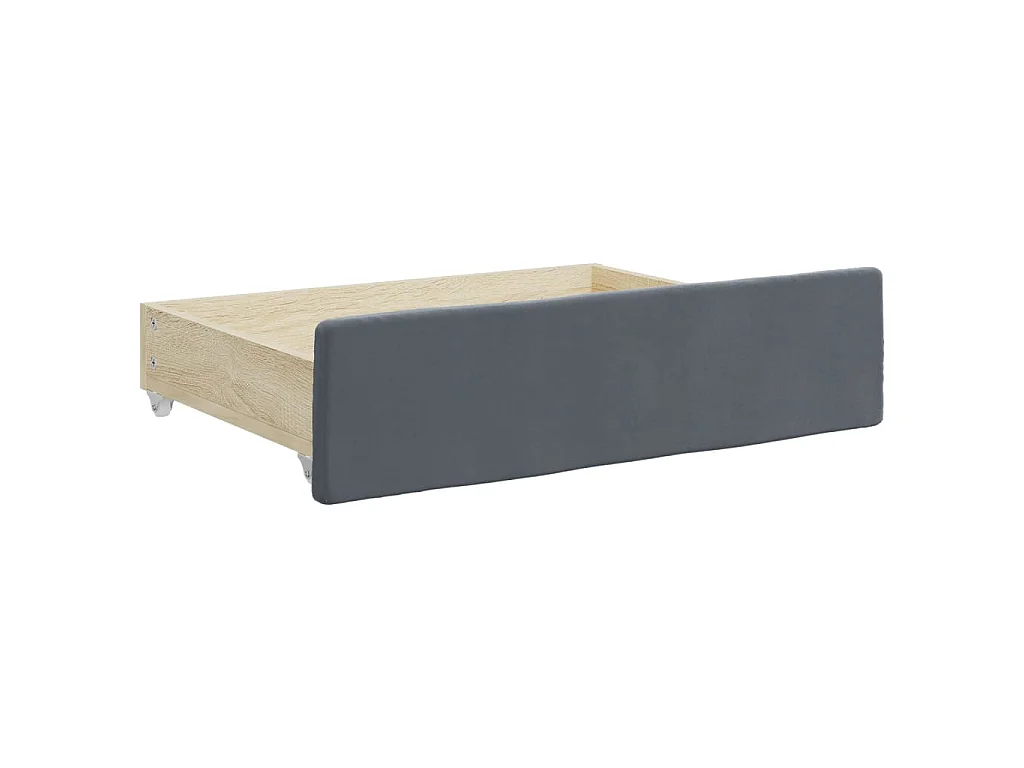 Sofá cama nido con cajones terciopelo gris oscuro 90x200 cm