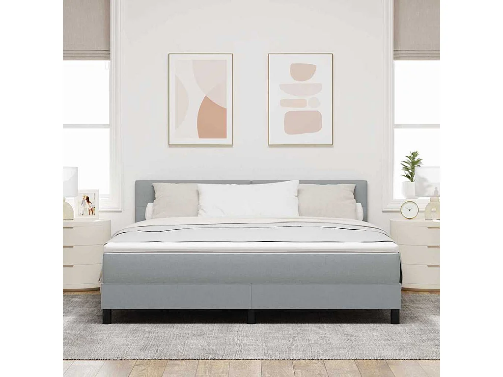 Boxspringbett mit Matratze mit LED Hellgrau 180 x 200 cm Stoff