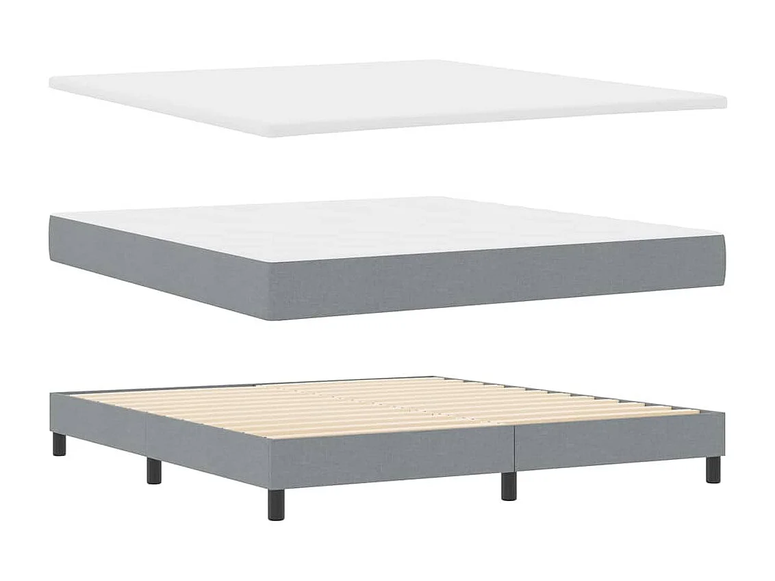 Boxspringbett mit Matratze mit LED Hellgrau 180 x 200 cm Stoff