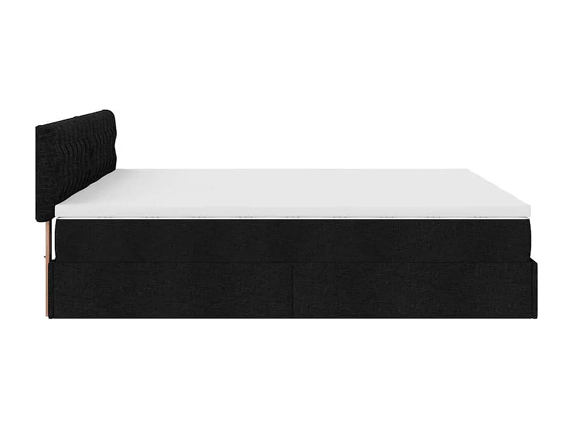 Struttura Letto Pouf con Materassi Nero 160x200 cm in Tessuto