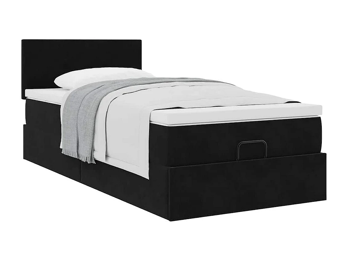 Ottoman bed met matras 90x200cm fluweel zwart