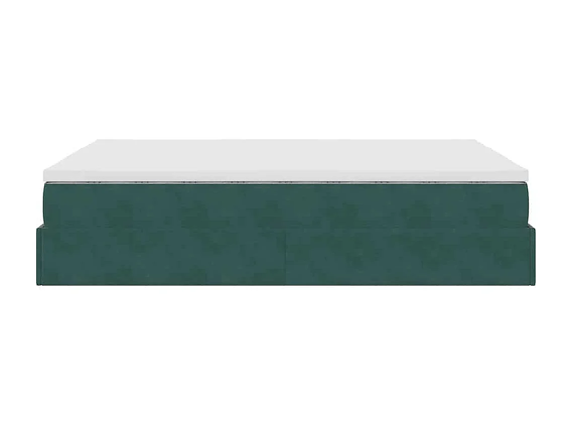 Cadre de lit ottoman avec matelas vert foncé 140x200 cm velours