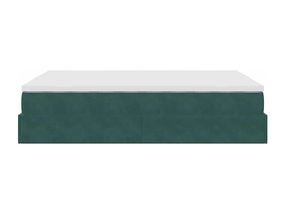 Cadre de lit ottoman avec matelas vert foncé 140x200 cm velours