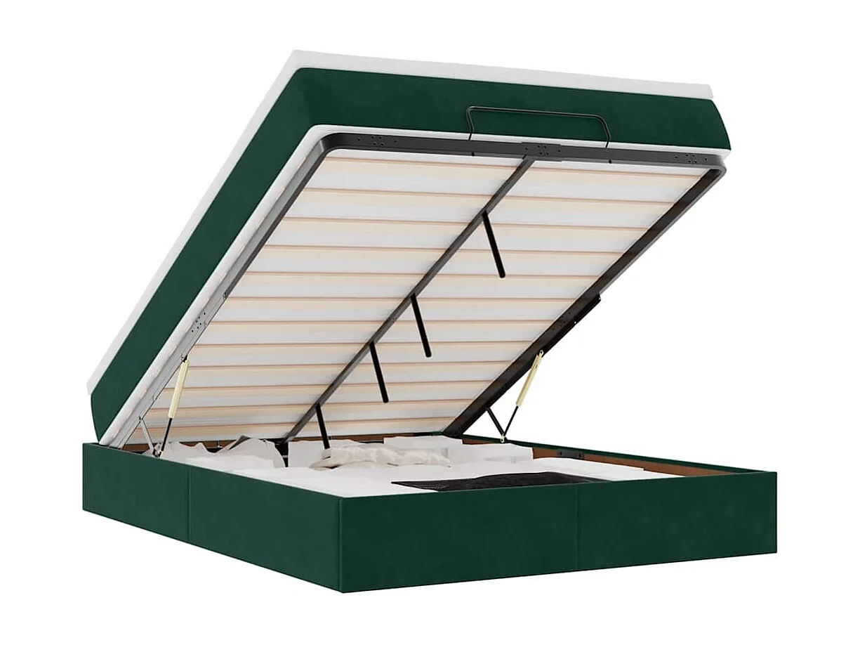 Ottoman-Bett mit Matratze Dunkelgrün 140x200 cm Samt