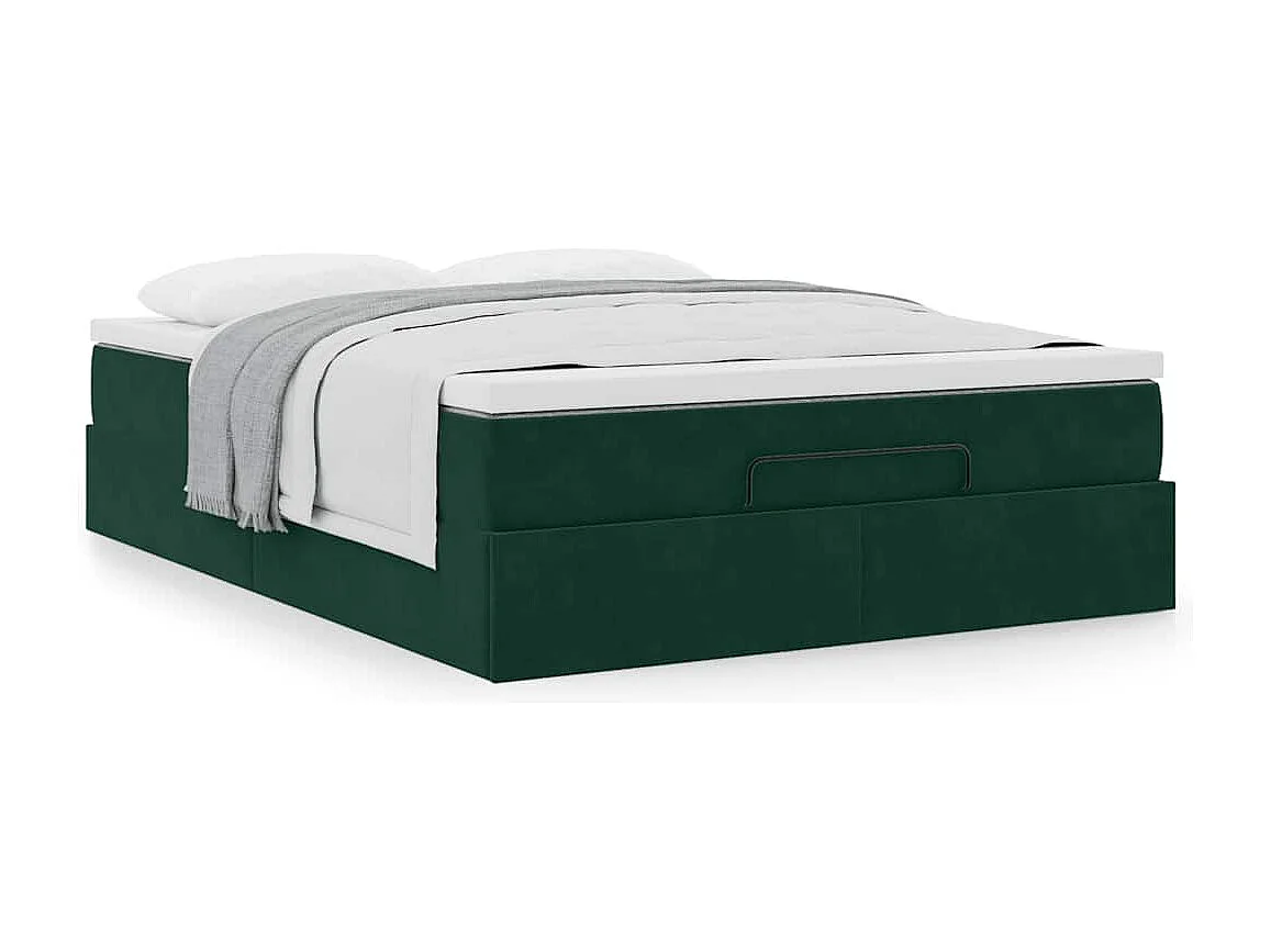 Ottoman-Bett mit Matratze Dunkelgrün 140x200 cm Samt