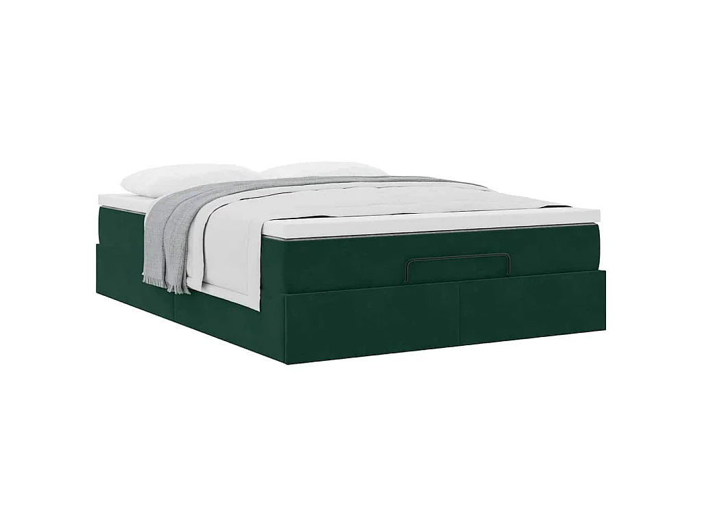 Estructura de cama otomana con colchón verde oscuro 140x200 cm