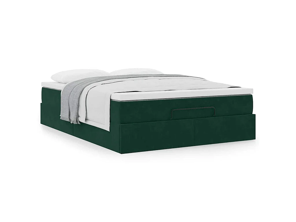Estructura de cama otomana con colchón verde oscuro 140x200 cm