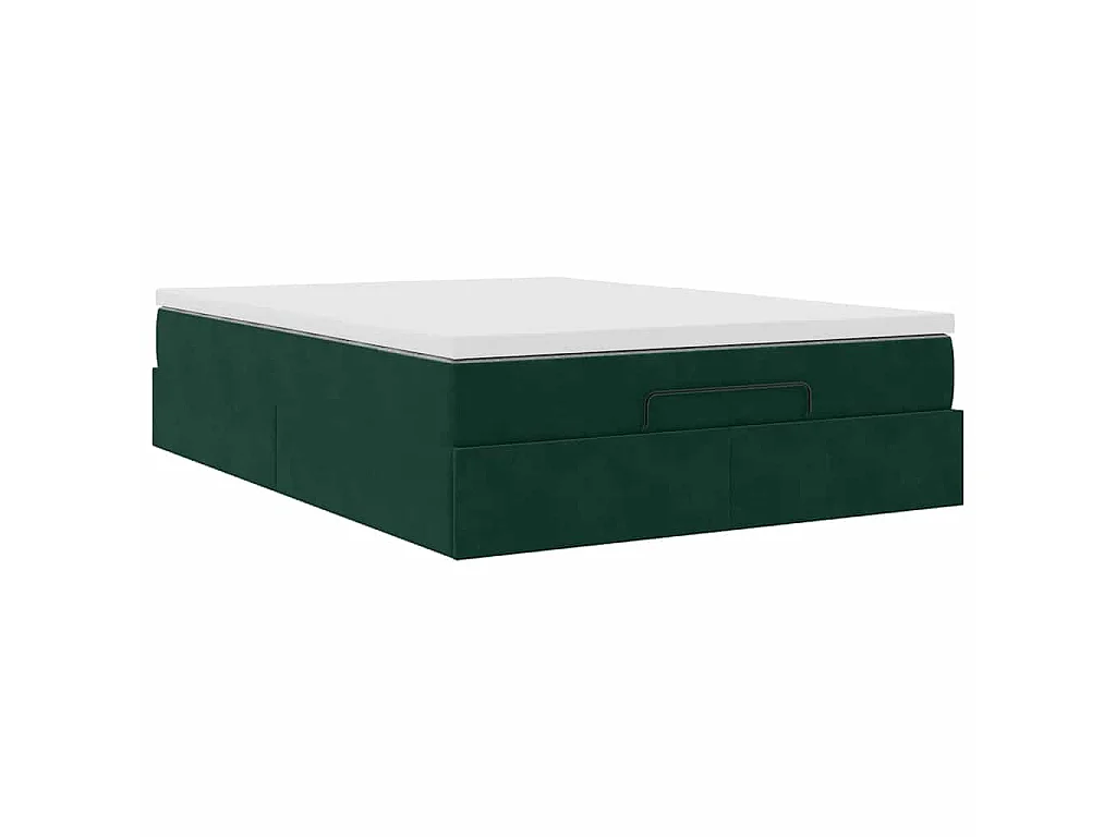 Estructura de cama otomana con colchón verde oscuro 140x200 cm