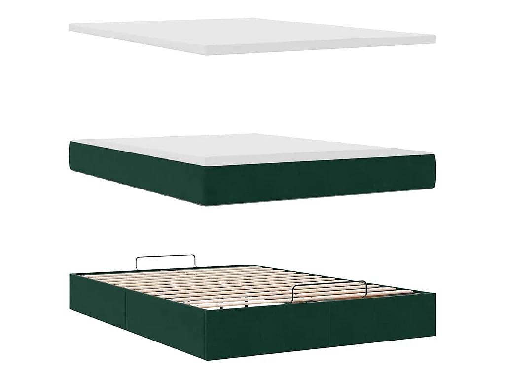 Estructura de cama otomana con colchón verde oscuro 140x200 cm