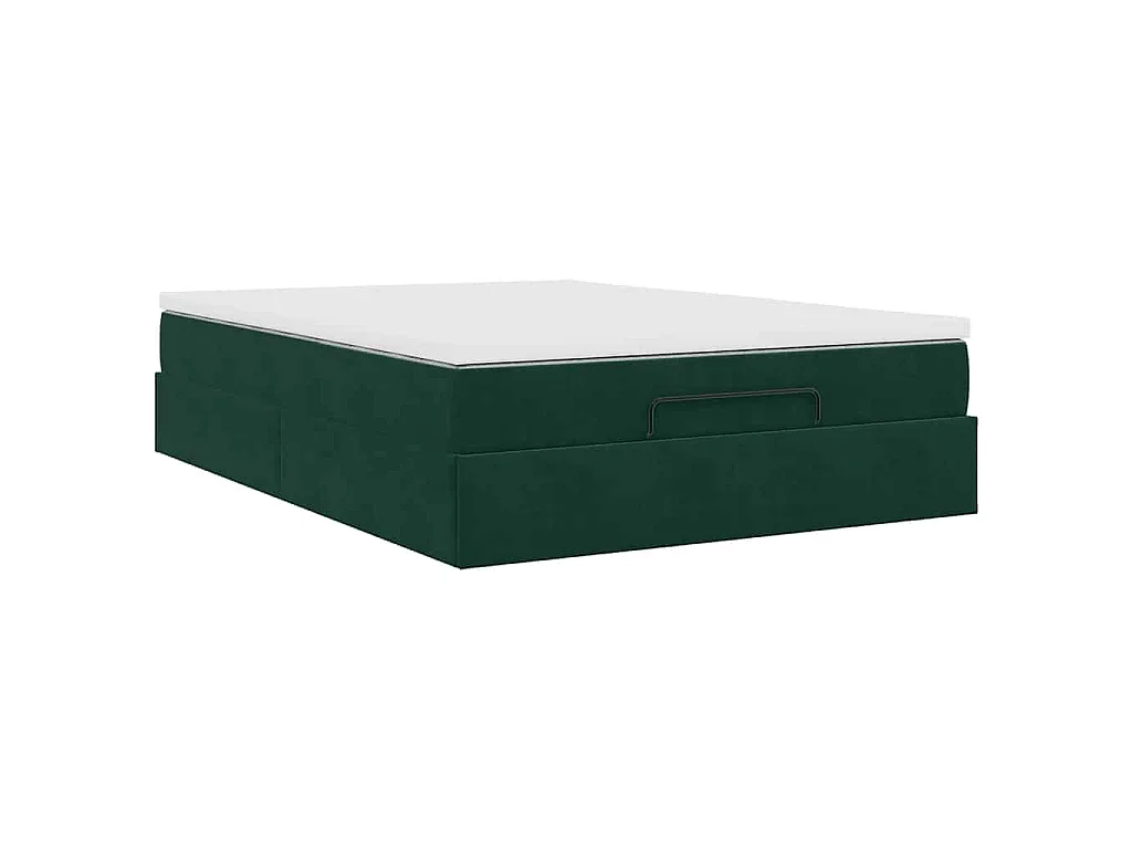 Estructura de cama otomana con colchón verde oscuro 140x200 cm