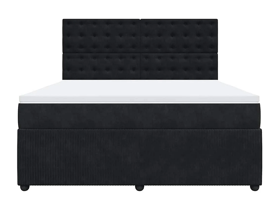 Giroletto a Molle con Materasso Nero 180x200 cm in Velluto